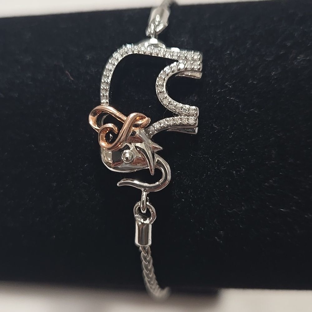 Diamonds, Silver, and 14k Gold Elephant Bracelet